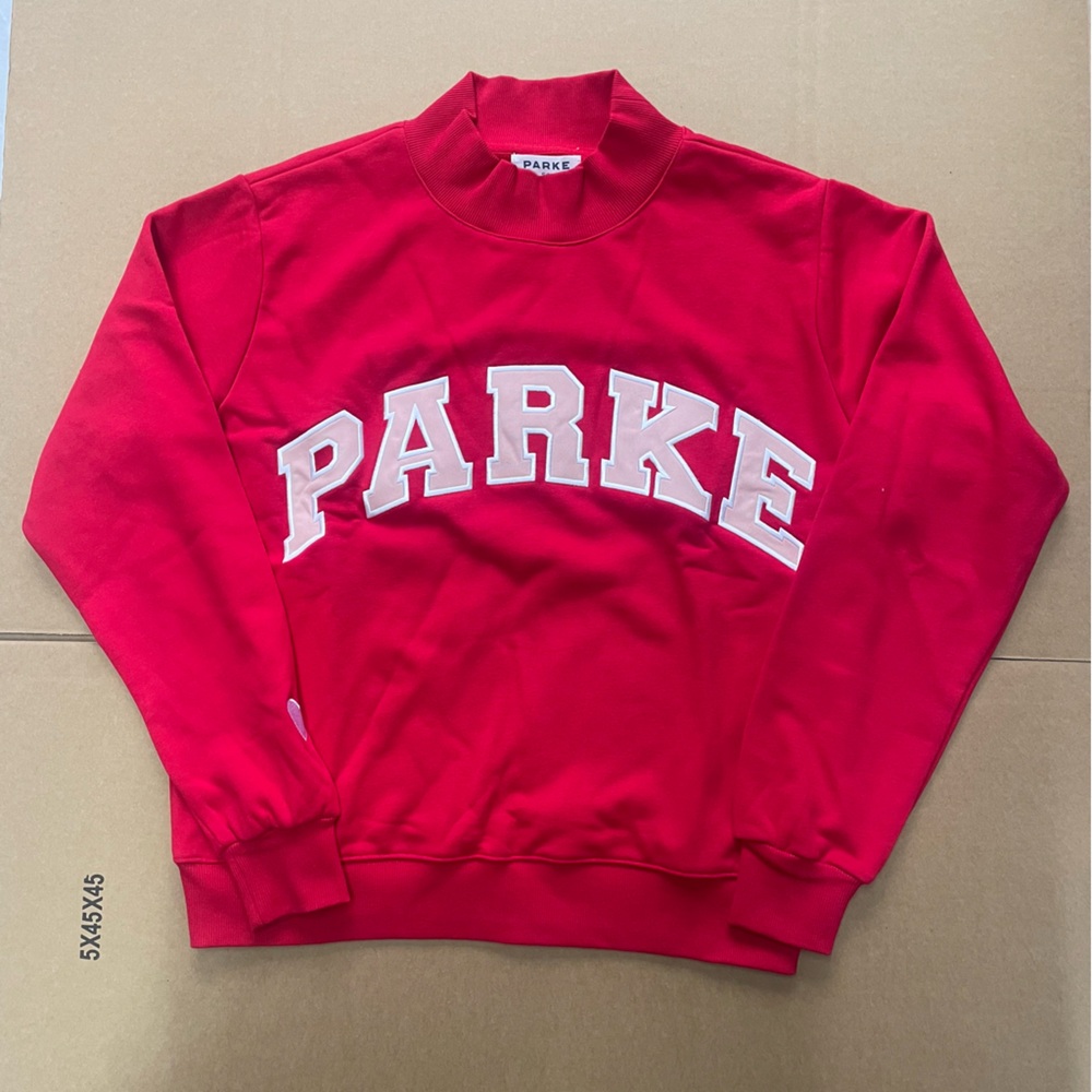 Parke Red Crew Sweatshirt with White Appliqué Logo
